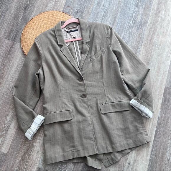 Peruvian connection linen blend striped blazer lagenlook style Women’s Size 12‎ - Picture 1 of 6